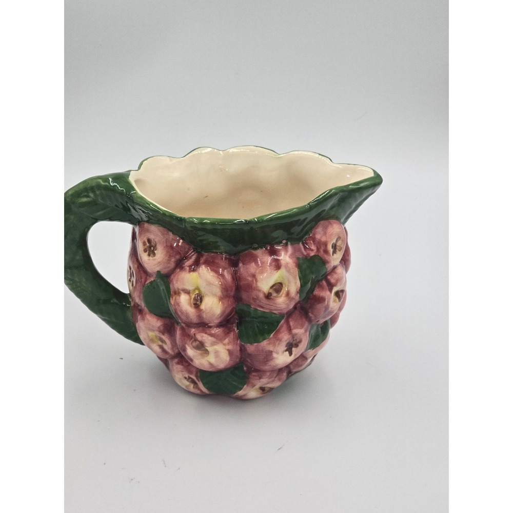 Vintage Majolica Apple Cluster Pitcher 6" Excellent Condition